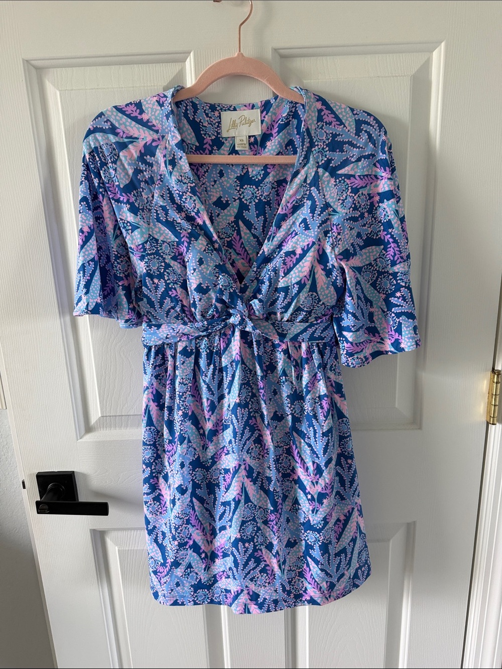 Like new Lilly Pulitzer Blue, Pink & Light Blue Knot-Front Tunic